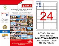 TANEX 2533 LASER ETİKET 64x33mm 24x100 2400 ADET - TANEX (1)