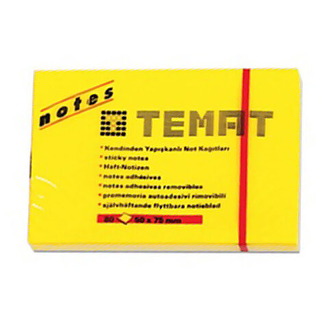 TEMAT YAPIŞKANLI NOT KAĞIDI 50x75 80 YAPRAK PASTEL SARI (11356) - 2