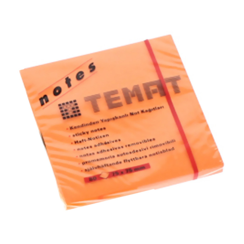 Temat 11234 Yapışkanlı Not Kağıdı 75X75 80 Yaprak Fosforlu Turuncu - 1