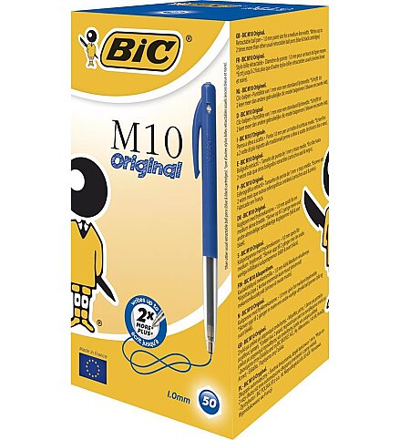 BİC M10 BASMALI TÜKENMEZ KALEM MAVİ 50Lİ (1199190121) - 1