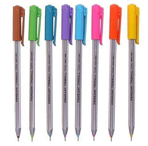 PENSAN 1003 TRİBALL TÜKENMEZ KALEM 1.0 8 RENK BLİSTER (PE01003TKRK08) - 2