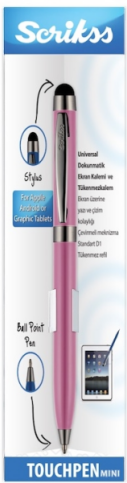 Scrikss Touch Pen Mini Tükenmez Kalem Pembe - 2