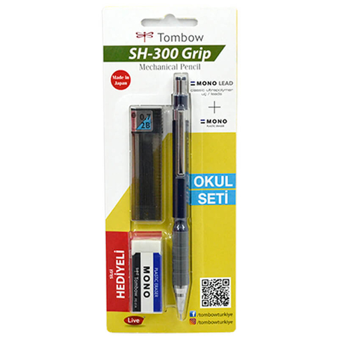 Tombow Grip Versatil Kalemli Okul Seti 07 Uç+Silgi Lacivert Blister - 1