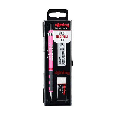 ROTRİNG TİKKY VERSATİL KALEM 05+UÇ+SİLGİ SETİ NEON PEMBE (KK07) - 1
