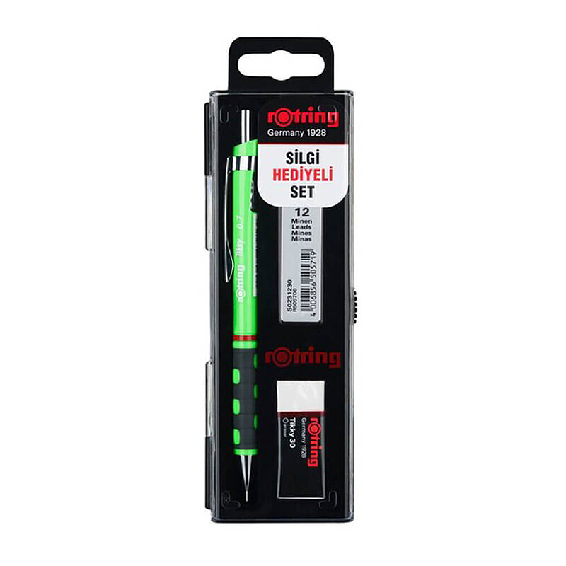 ROTRİNG TİKKY VERSATİL KALEM+07 UÇ+SİLGİ SETİ NEON YEŞİL (KK07)