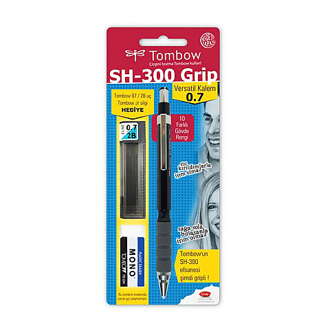 TOMBOW GRİP VERSATİL KALEMLİ OKUL SETİ 07 UÇ+SİLGİ AÇIK MAVİ BLİSTER (T-SH-GR43 R7.S1) - 1