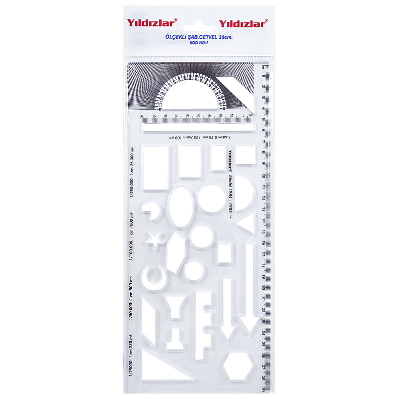 YILDIZLAR 007 CETVEL ÖLÇEKLİ ŞABLON 30cm