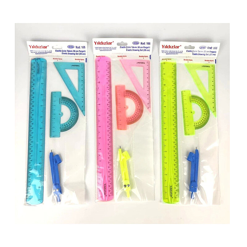YILDIZLAR 166 ELASTİK PERGELLİ ÇİZİM SETİ 30cm