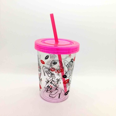 Zweıkell Chıller Pipetli Bardak Bpa İçermez Pembe 450ml - 1